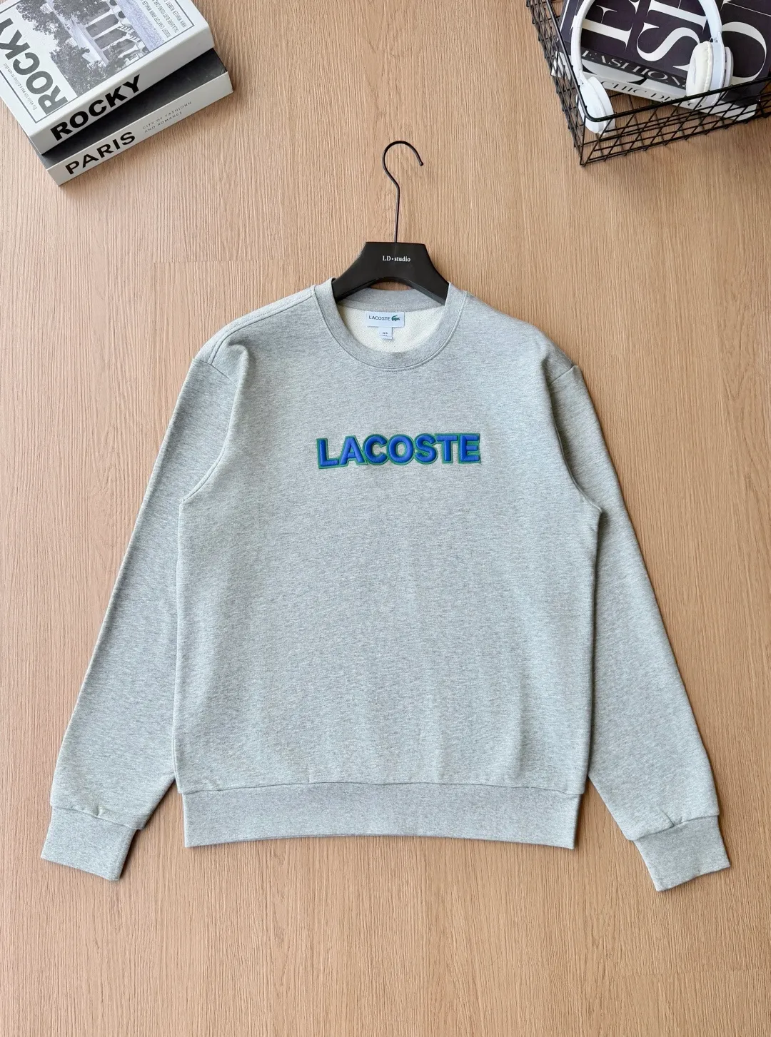 P 120LACOSTE. 2026 Autumn New Product Counter Same Style Printed Cotton Round Neck Sweater 360g Pure Cotton Terry M.L.XL 2XL LA-W 3061